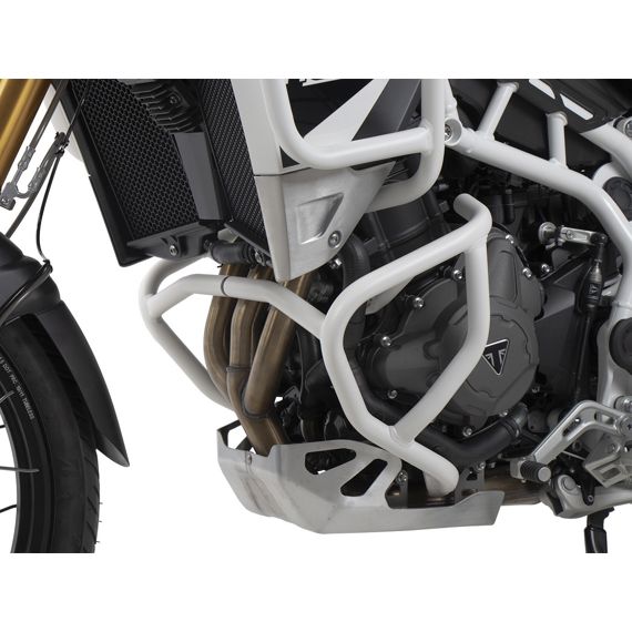 Pare-choc blanc Hepco&Becker pour Triumph Tiger 900 Rally / GT / PRO '20-23