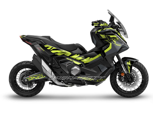 X-ADV 750 (2025) Full Graphic Kit – Flame Black Grey Flame Yellow Edition (FB-GFY)