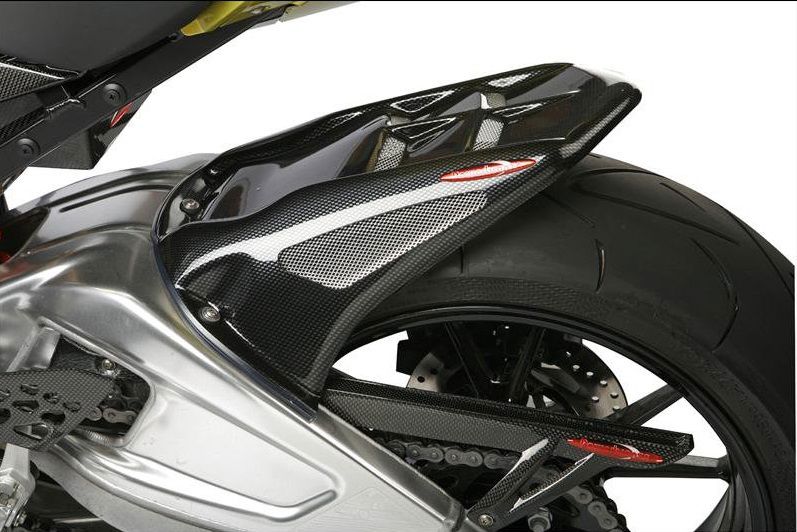 Garde-boue arrière sport-line carbone avec filet doré BMW S1000RR 2010- UVK