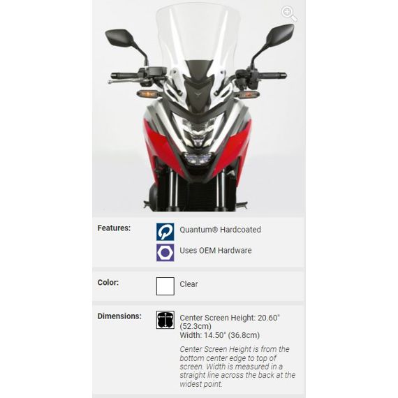 Pare-brise de remplacement modèle VStream Tall National Cycle Honda NC750X '21-