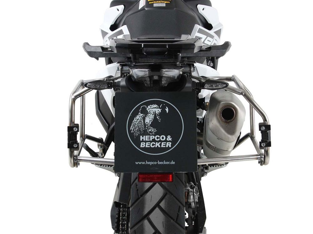 Ensemble de valises Hepco&Becker 'Cutout' avec porte-bagages en acier inoxydable et valises Xplorer BLACK KTM 890 Adventure '21-