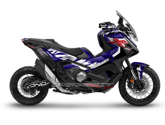 X-ADV 750 (2025) Full Graphic Kit – Flame Black Light White Blue Edition (FB-BLW)