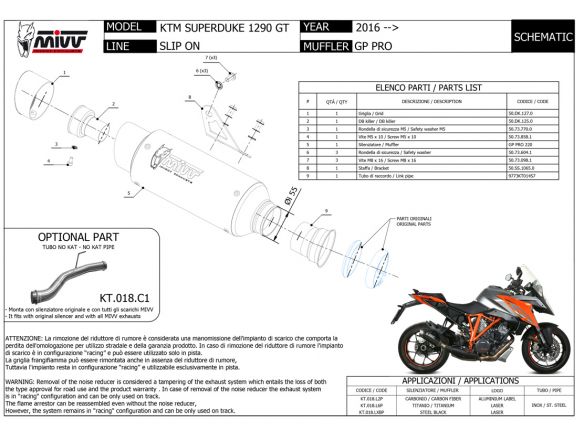 SILENCIEUX MIVV GP PRO INOX NOIR KTM 1290 SUPER DUKE GT 2016-2024