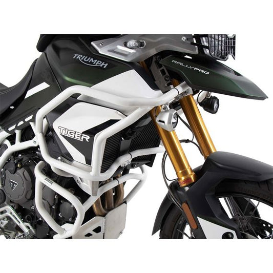 Pare-choc au-dessus du SOLID (protection de réservoir) blanc Hepco&amp;Becker Triumph Tiger 850 Sport '21-