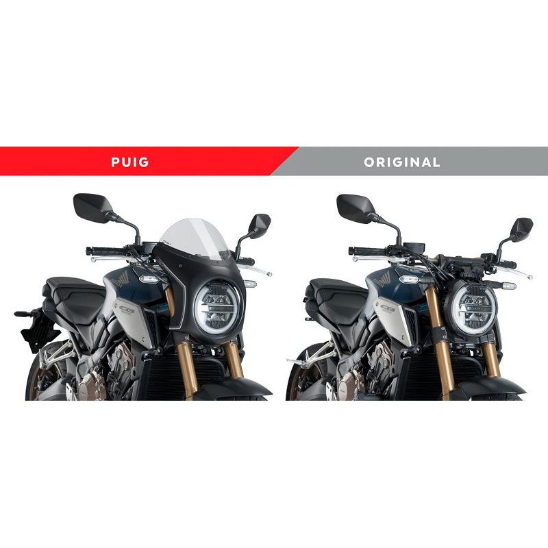 Carénage de direction modèle rétro noir avec diamant Puig Honda CB650R '19- / CB1000R '18- -légèrement teinté