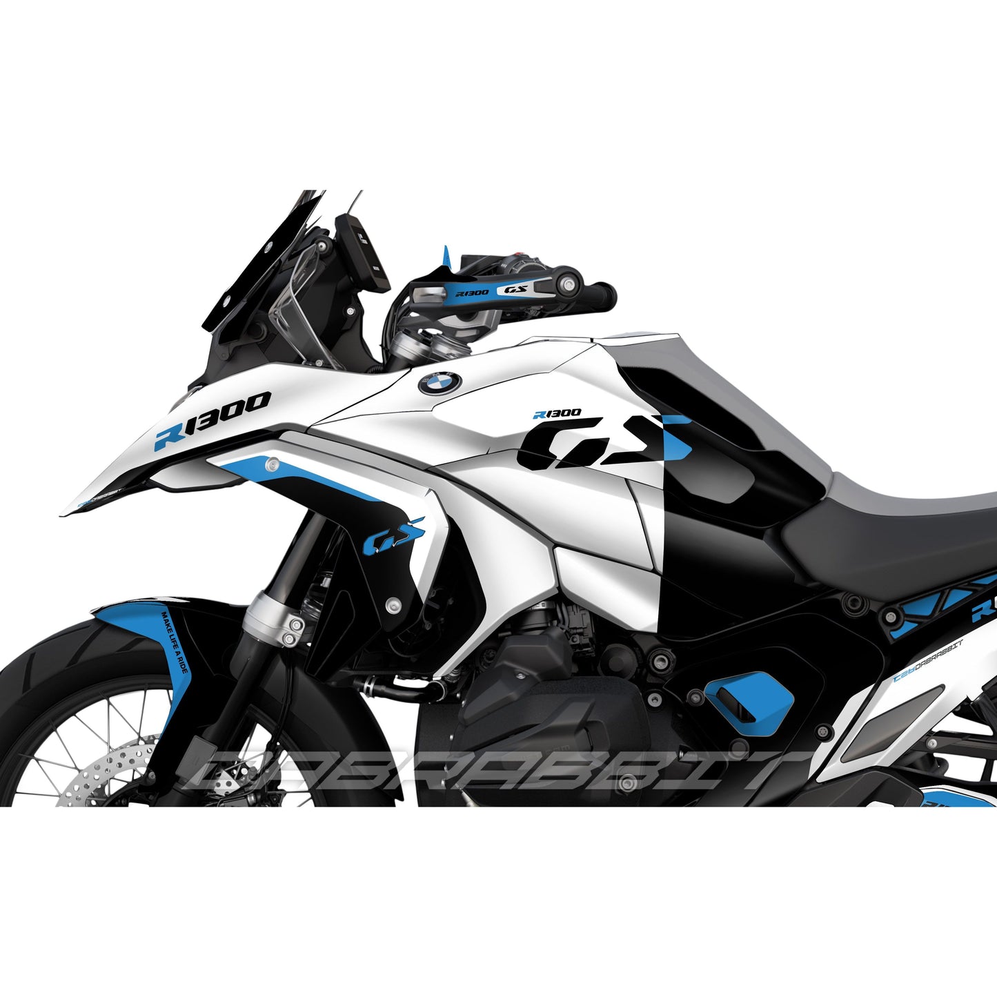 Pack d'autocollants BMW R1300GS blanc-bleu