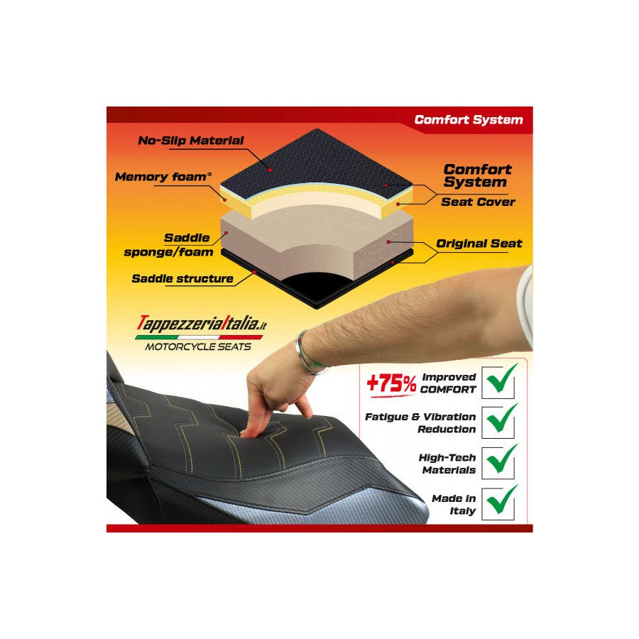 Housse de selle compatible Aprilia Touareg 660 (21-24) modèle système confort Boras 