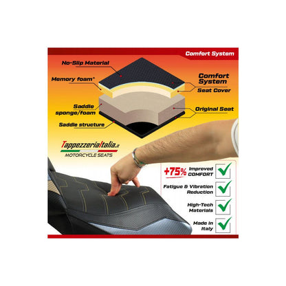 Housse de selle compatible Aprilia Touareg 660 (21-24) modèle système confort Boras 
