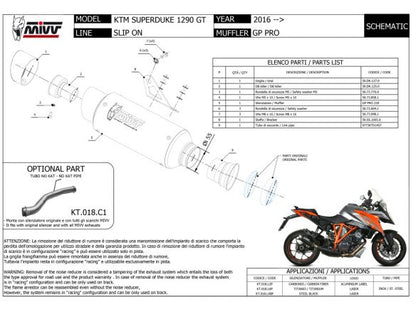 SILENCIEUX MIVV GP PRO INOX NOIR KTM 1290 SUPER DUKE GT 2016-2024 